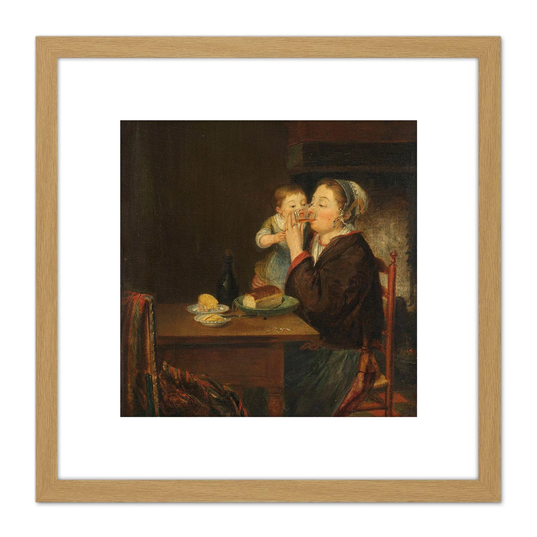 Artery8 Coclers A Mother And Her Child 8X8 Inch Square Wooden Framed Wall Art Print Picture with Mount