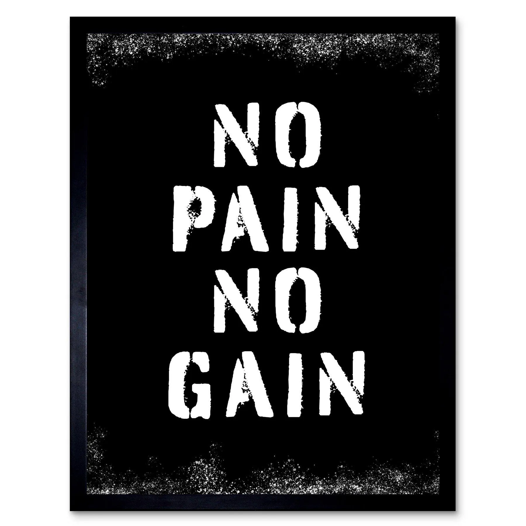 Artery8 Exercise Decor Inspiration No Pain No Gain Inspirational Gym Decor Wall Art Art Print Framed Poster Wall Decor 12x16 inch