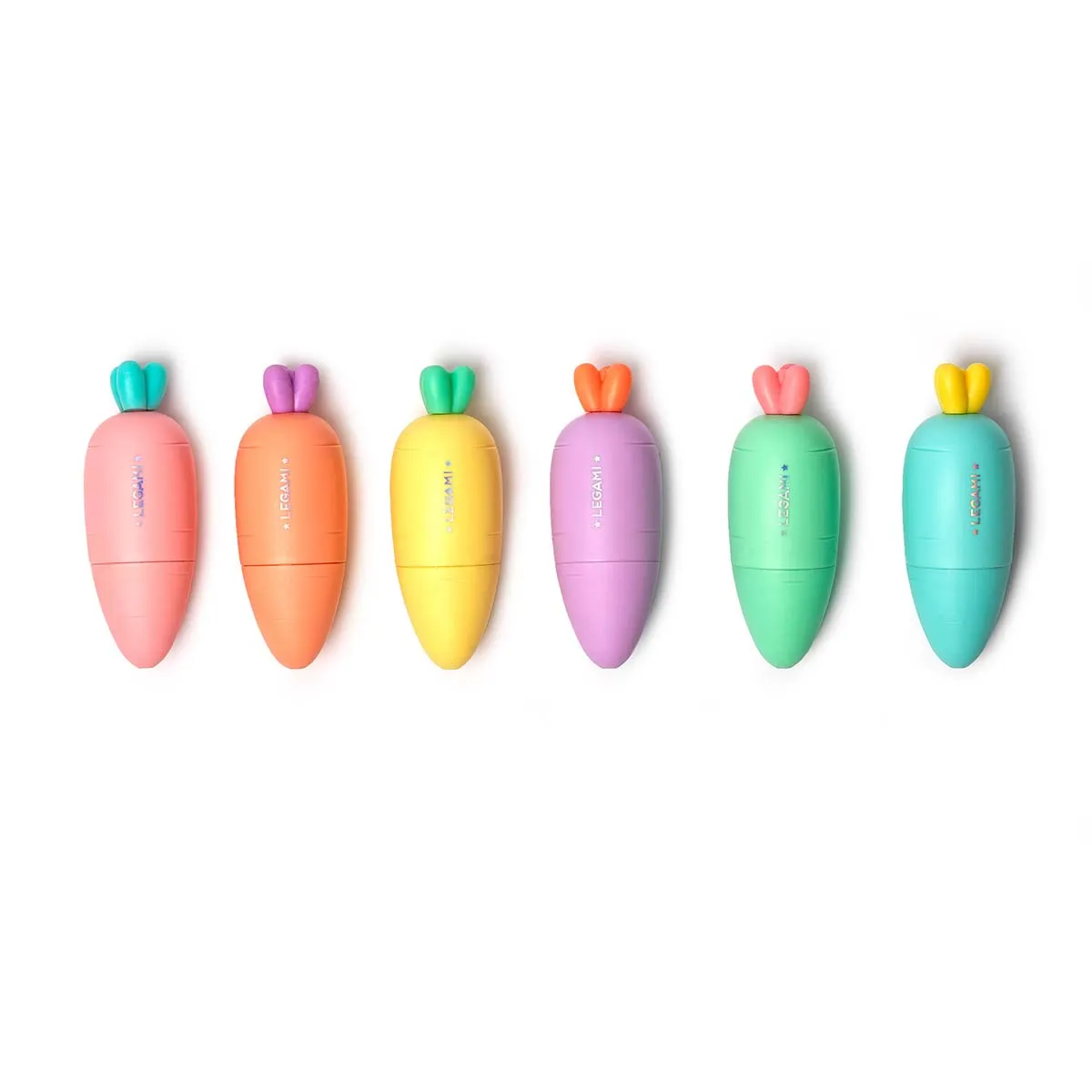 Legami Set of 6 Mini Highlighters - Carrate Team Carrot, none