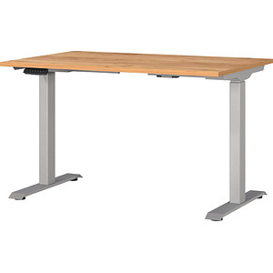 Germania Height-Adjustable Desk - Oak and Silver, none