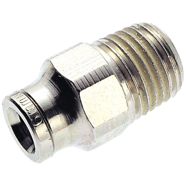 Norgren PNEUFIT Series Straight Threaded Adaptor, R 1/4 Male to Push In 6 mm, Threaded-to-Tube Connection Style