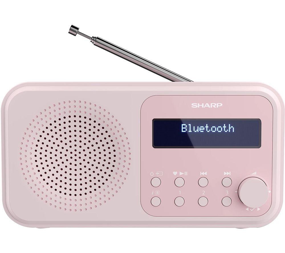 Sharp Tokyo DR-P420 Portable DABﱓ Bluetooth Clock Radio - Blossom Pink, Pink