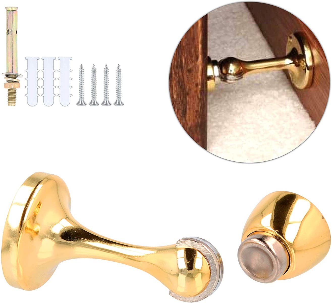 HARDWARE SOLUTIONS Magnetic Door Holder - 72mm - Brass -