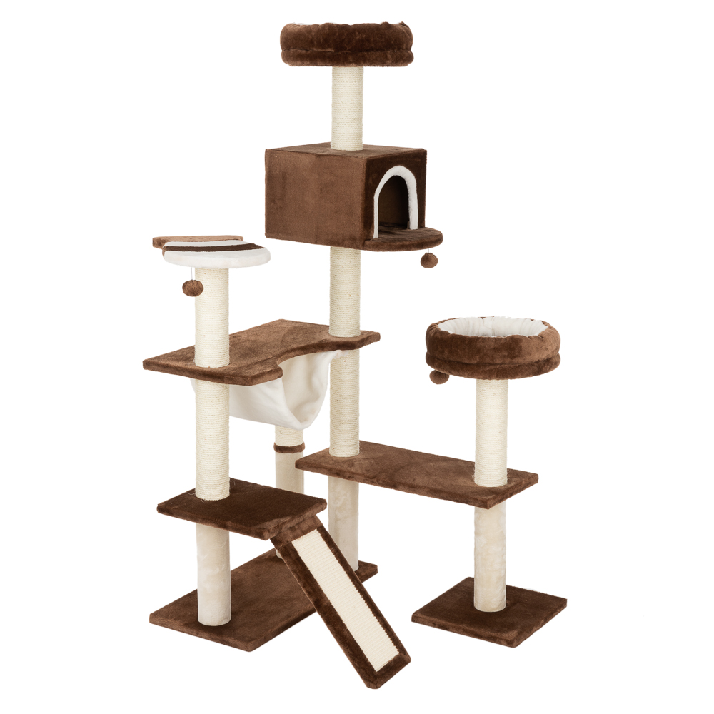 Zooplus Exclusive Gingerbread House Cat Tree with Ladder - Dark Brown