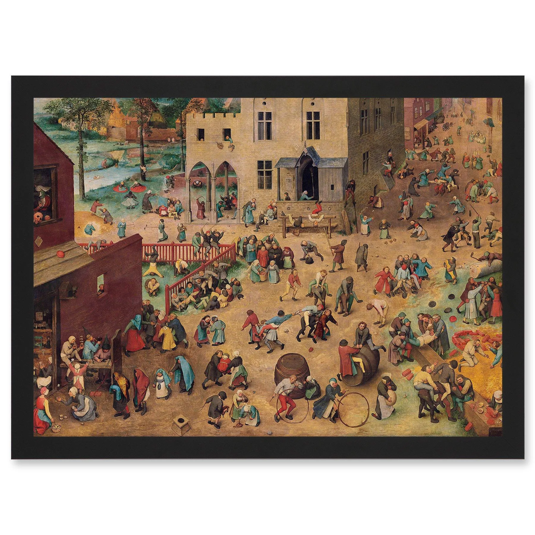 Artery8 Pieter Bruegel Childrens Games Painting Artwork Framed Wall Art Print A4