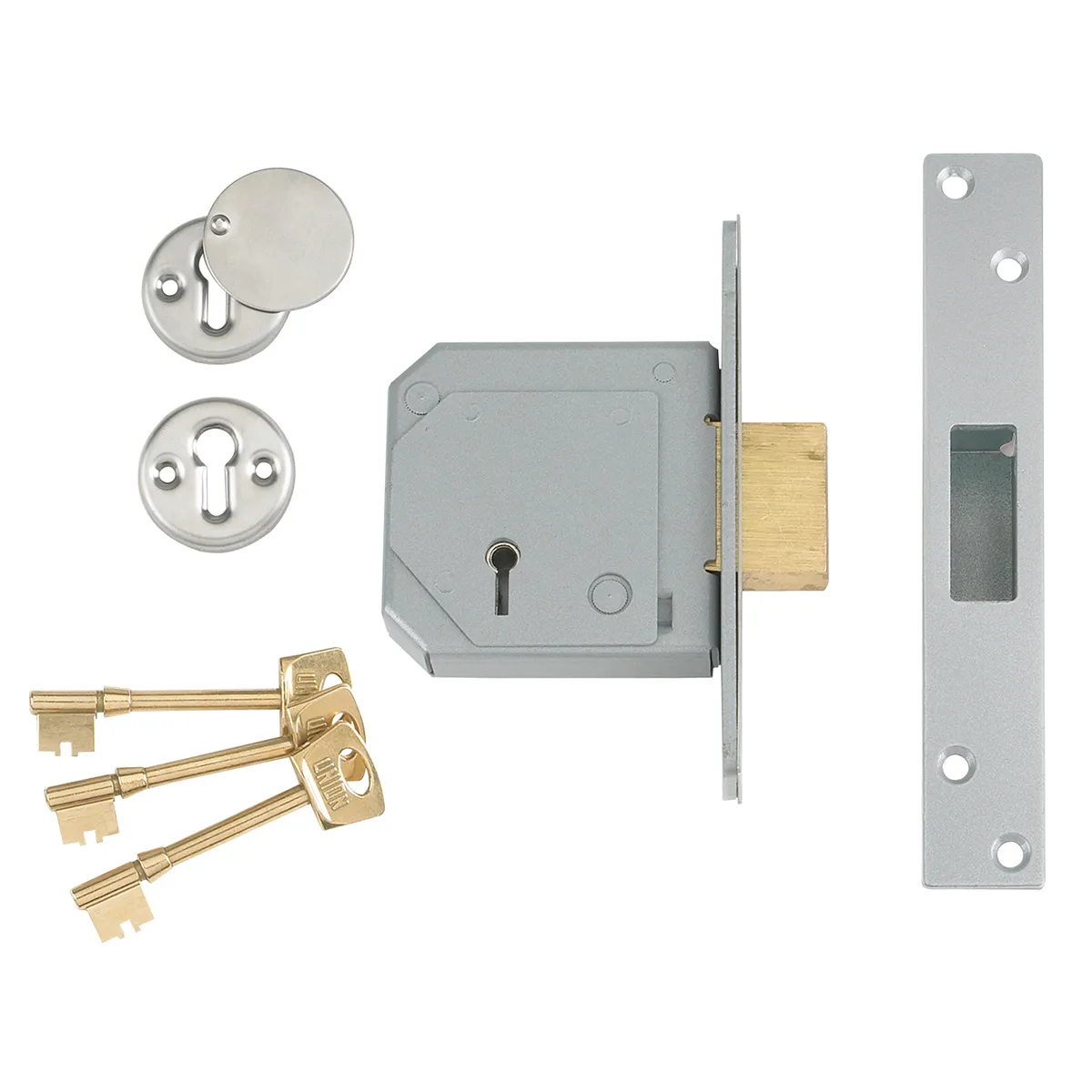 Union UNNV3G114C67 3G114E 5 Lever Mortice Deadlock C-Series 67mm 2.5in Satin Chrome