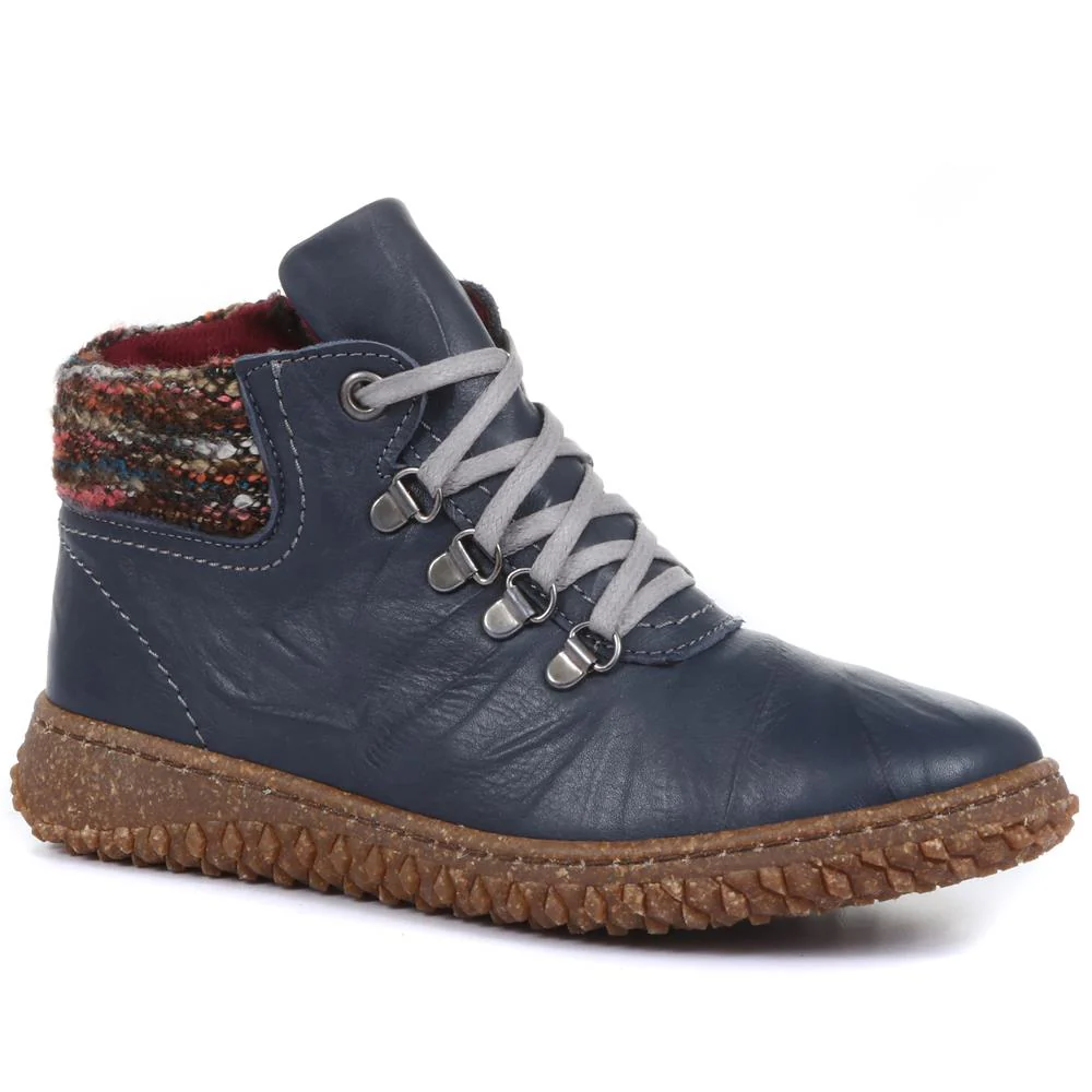 Loretta Women's Leather Ankle Boots - HAK32015 / 319 263 - Navy 3