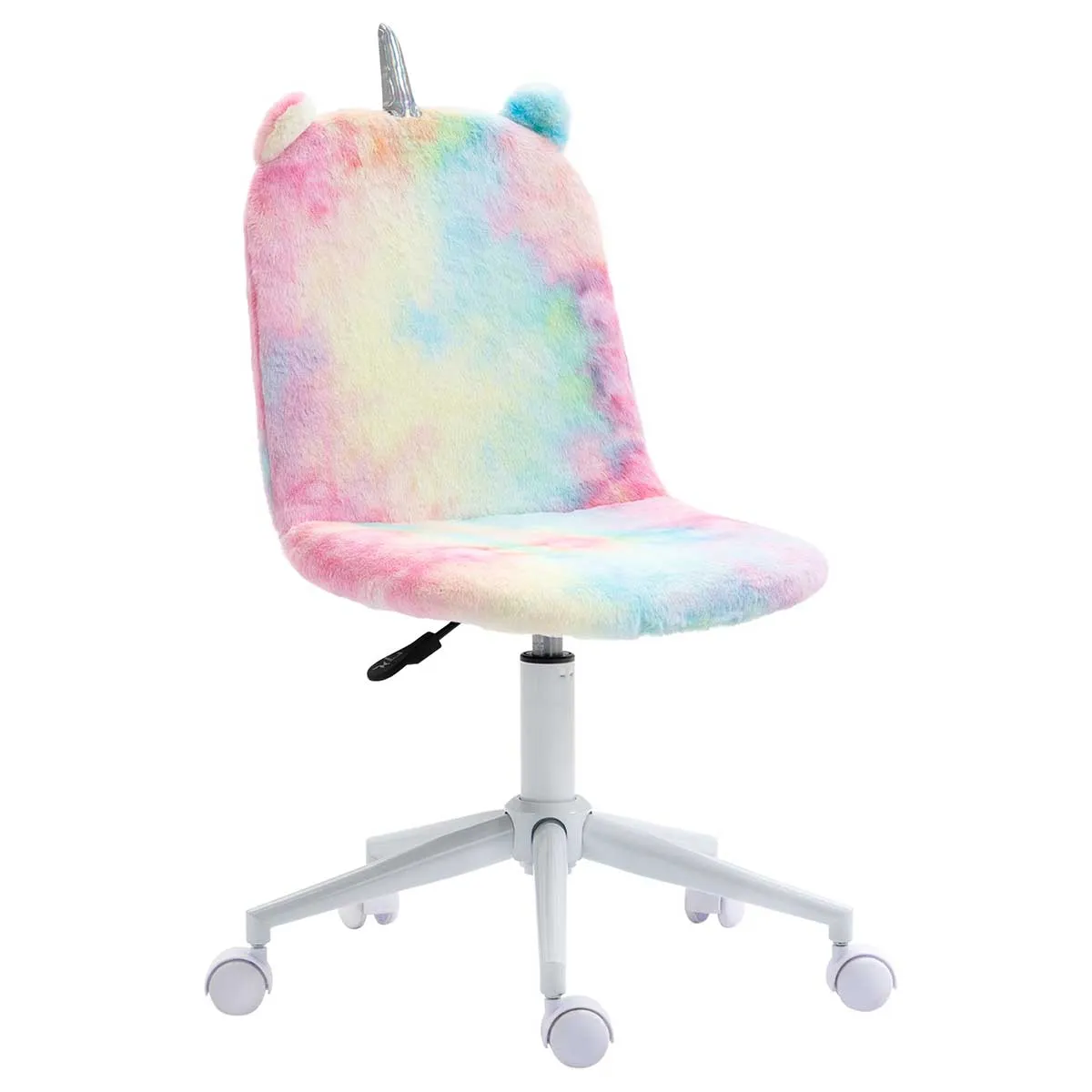  Fluffy Unicorn Office Chair with Swivel Wheel Cute Desk Chair - Rainbow