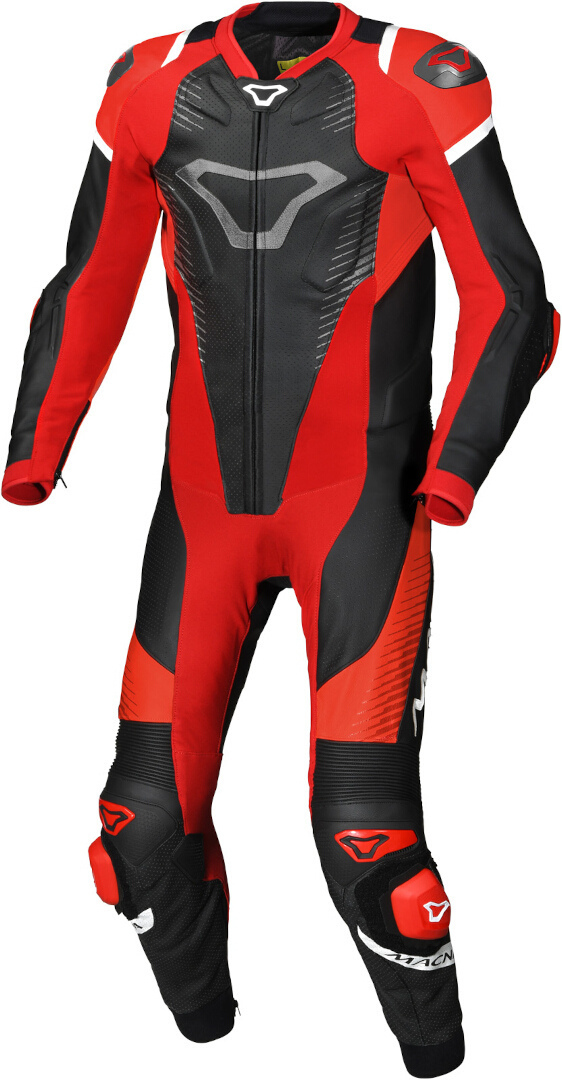 Macna Tronniq perforated One Piece Motorcycle Leather Suit, black-red, Size 50, black-red, Size 50