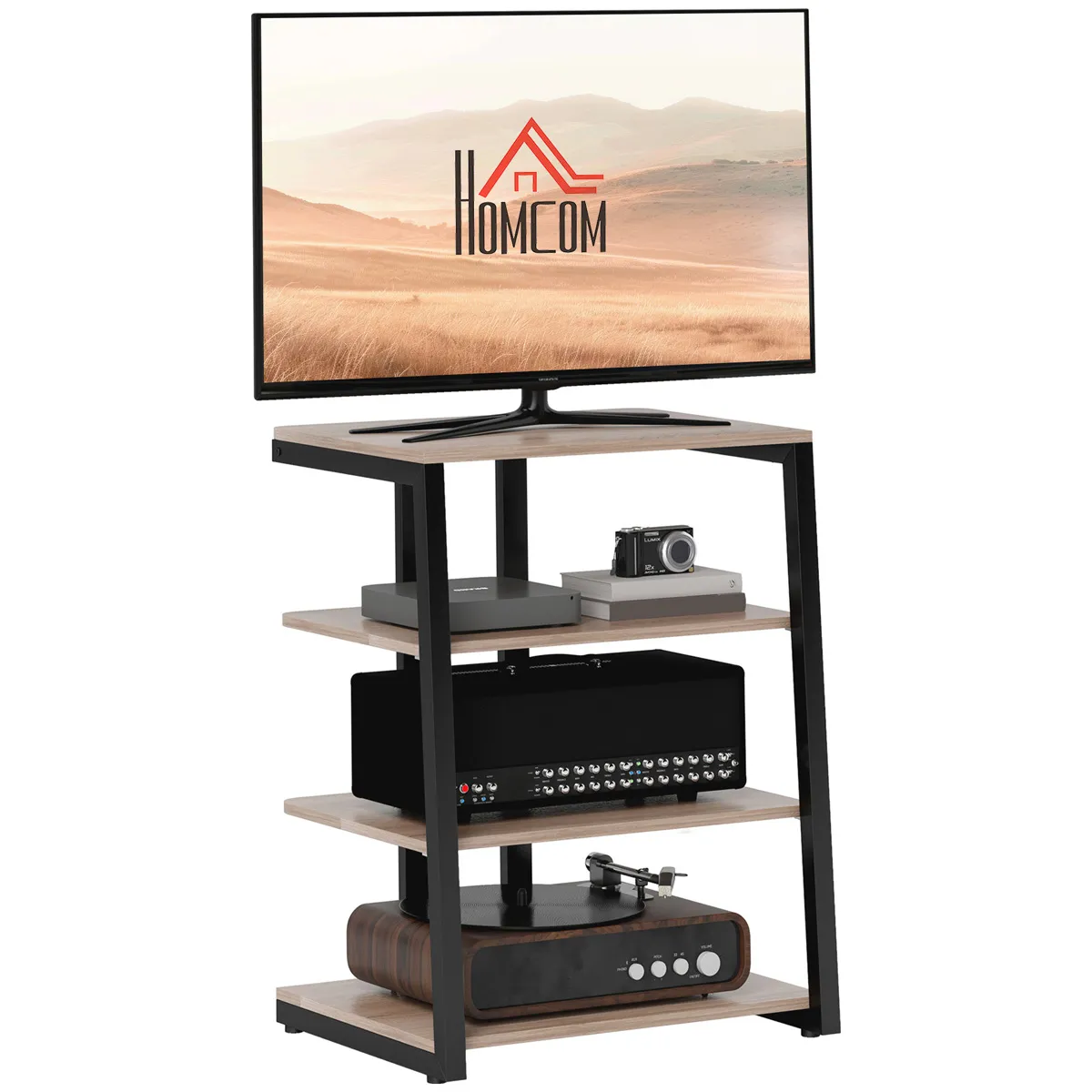 Homcom Corner Tv Unit For 28&#34; Tvs With Shelves&#44; Extension Lead Holder&#44; Grey