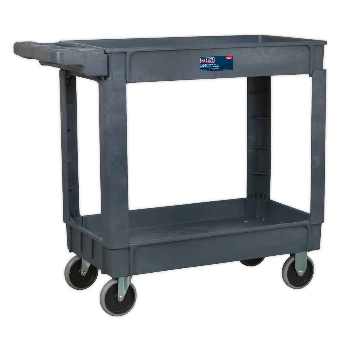  Heavy Duty 2 Shelf Composite Trolley Grey