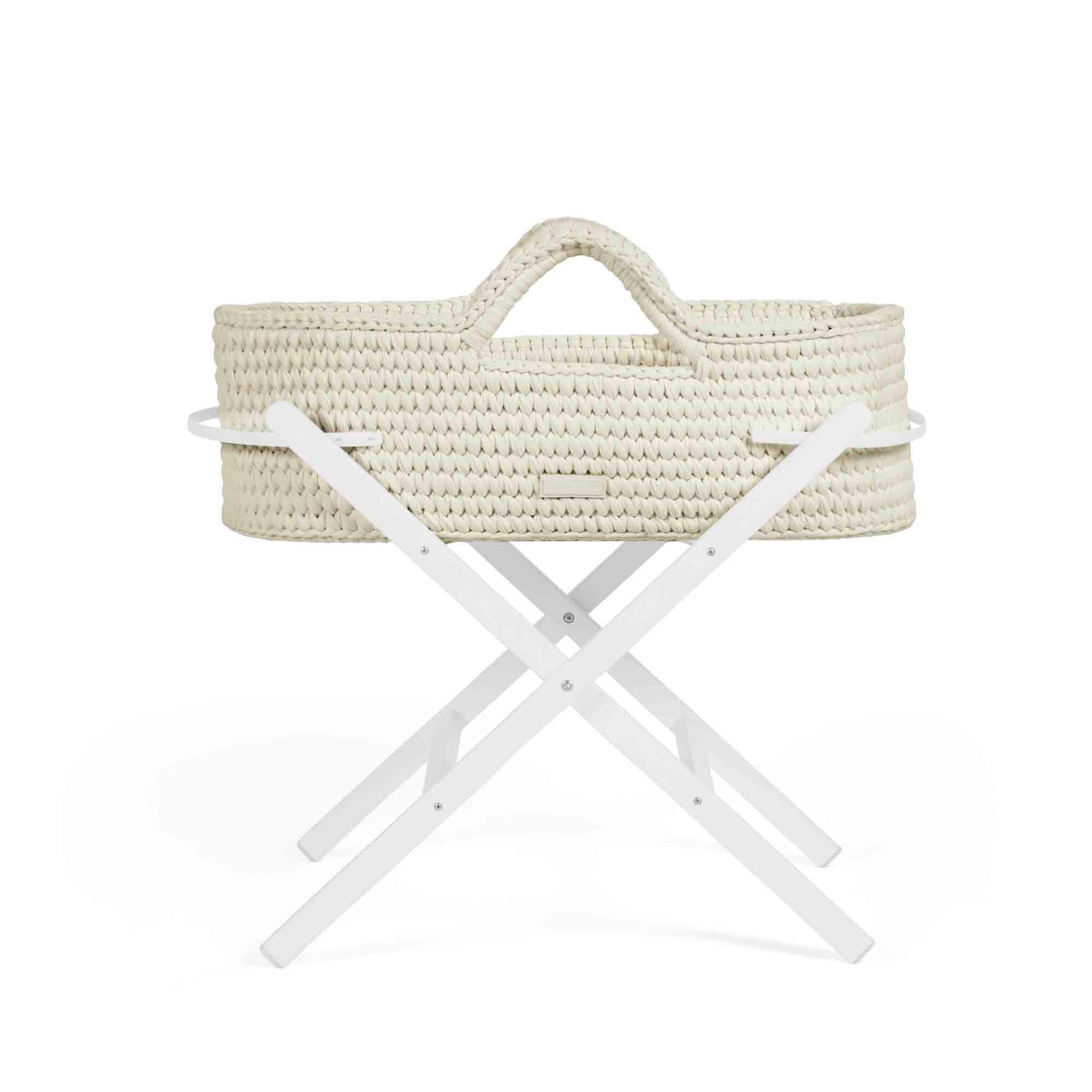 Nova Moses Basket & Stand - Cloud / White