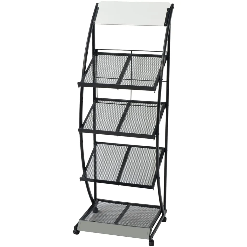 VidaXL Magazine Rack 47x40x134 cm Black and White A4