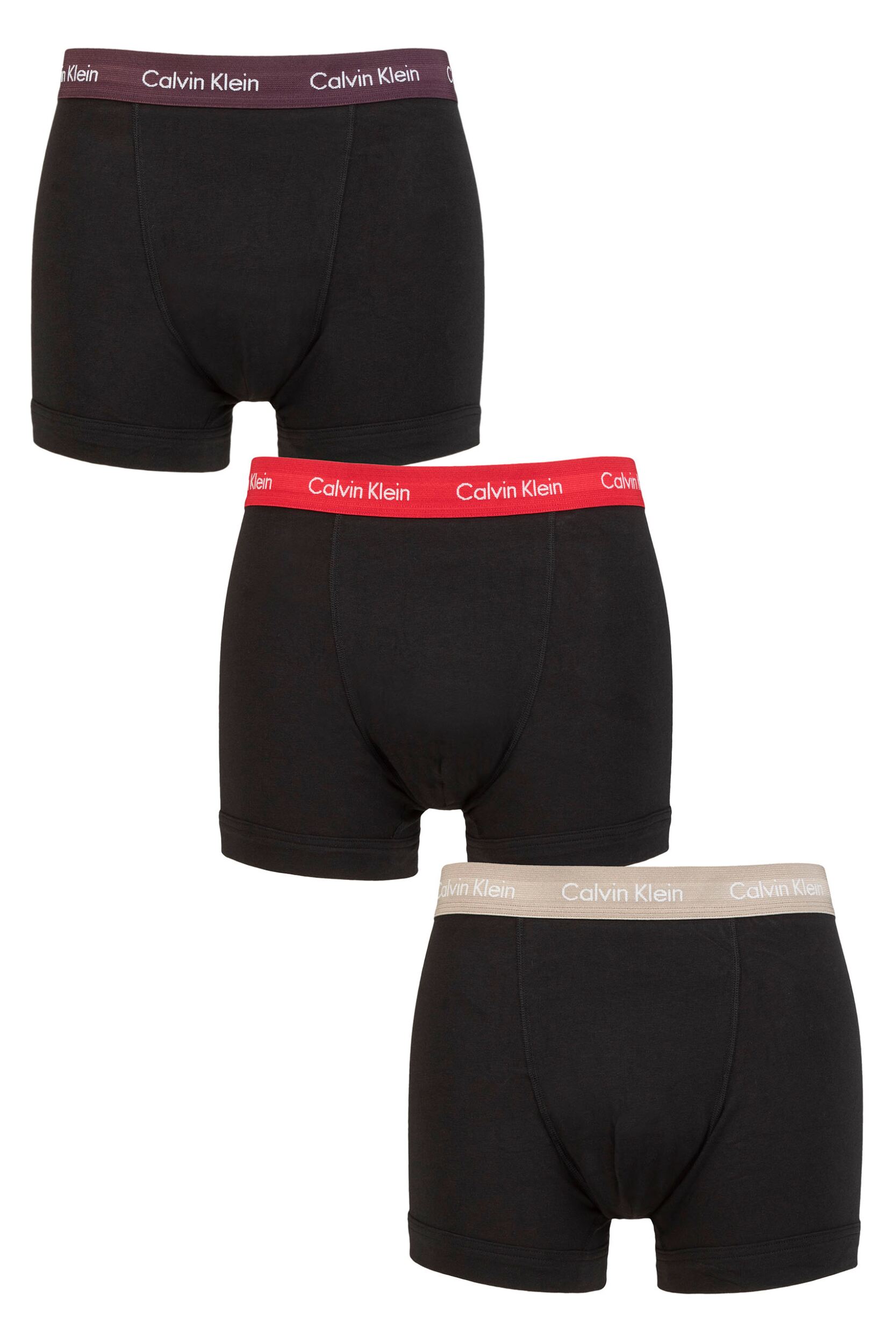 Calvin Klein Underwear Calvin Klein Mens Coloured Band Boxers 3 Pack (Black/Red) Size: S, Colour: Black