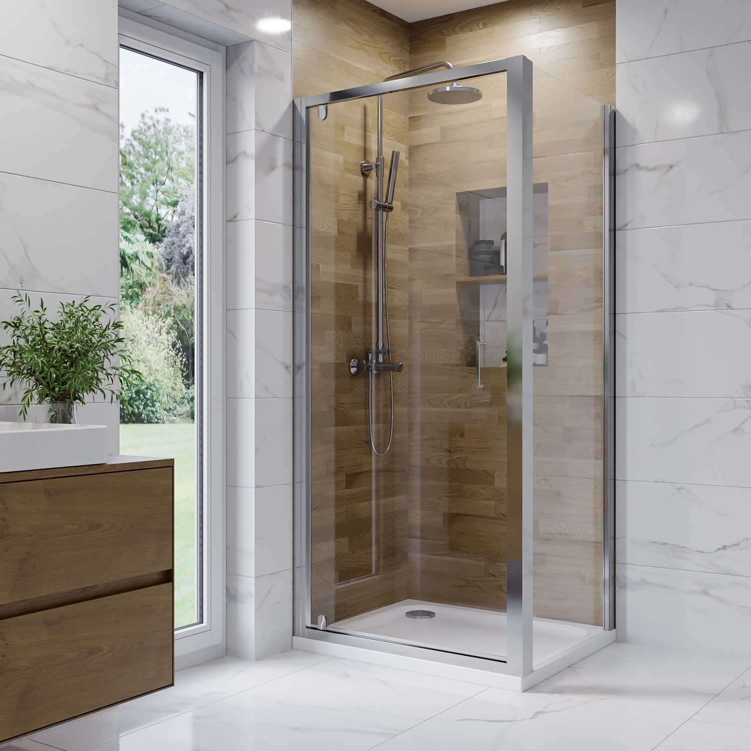 Carina 760mm Square Hinged Shower Enclosure with Shower Tray - Carina