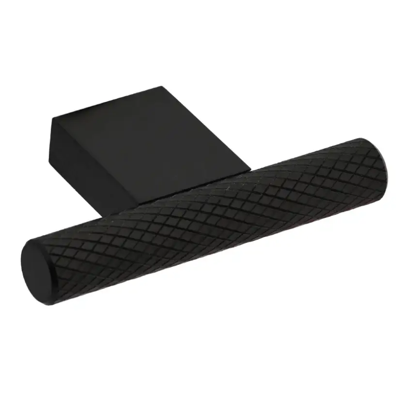 Elite Knobs & Handles Kensington Knurled Cabinet &amp; Draw T-Knob - Matte Black - 60mm - Elite Knobs &amp; Handles