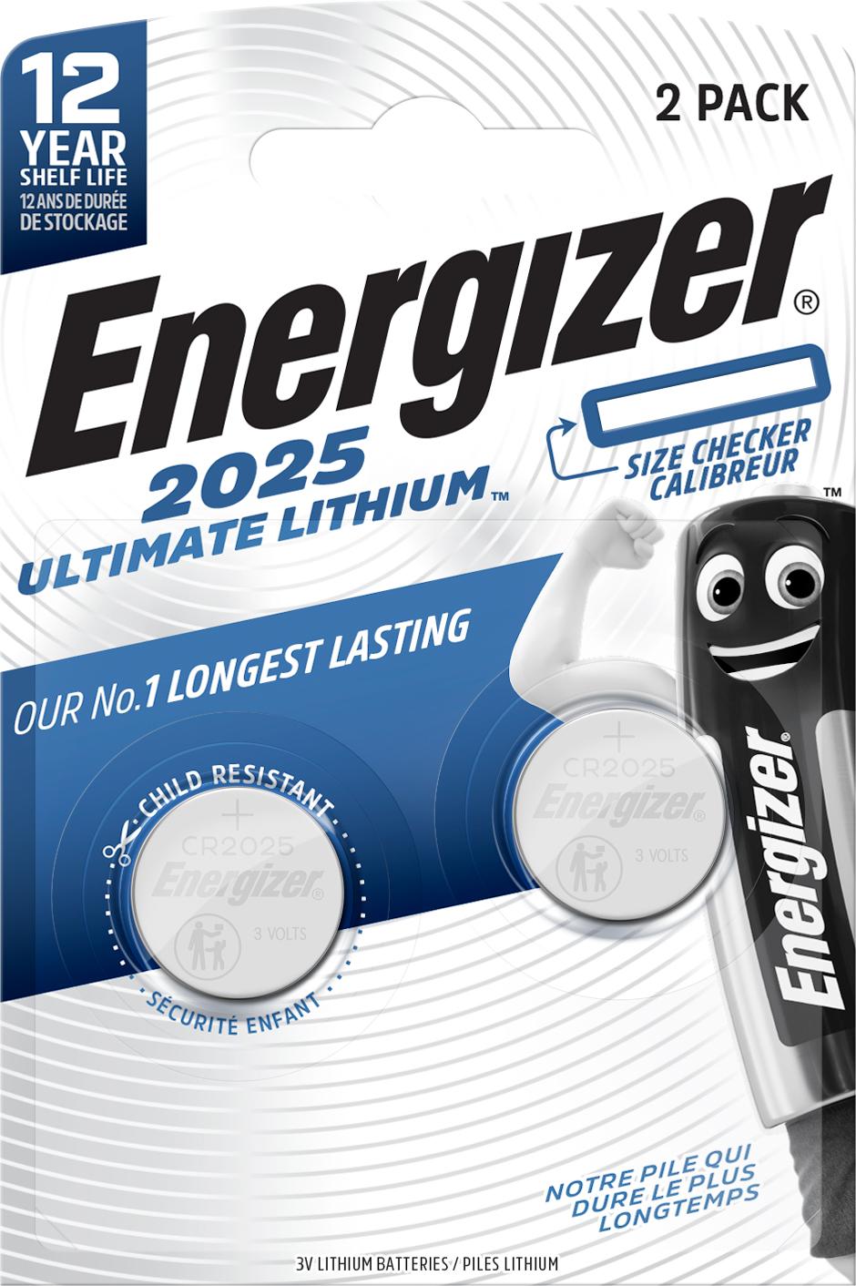 Energizer Ultimate Lithium 2025 Batteries - Pack of 2