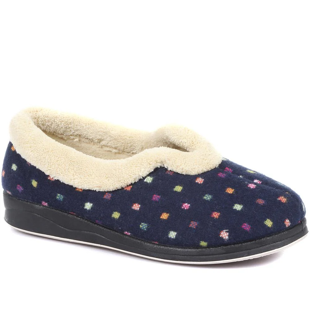 Pavers Women's Wide Fit Polka Dot Slippers - QING34003 / 320 210 - Navy 5