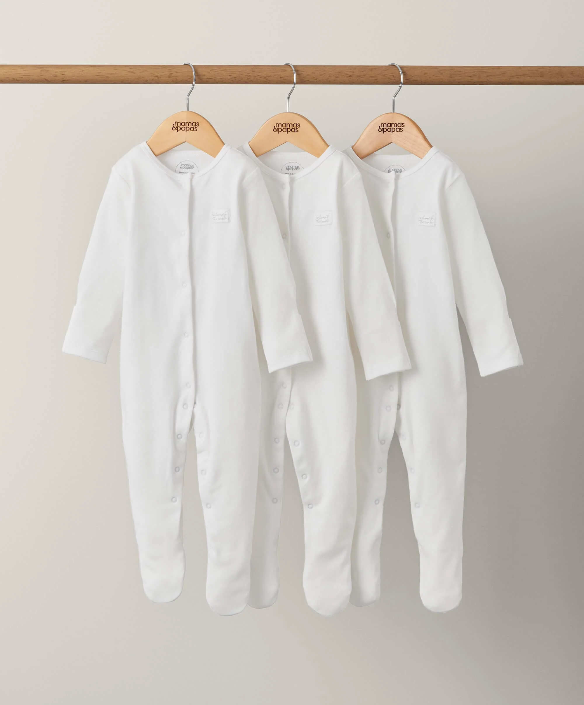 Mamas & Papas Organic Sleepsuits (3 Pack) - White