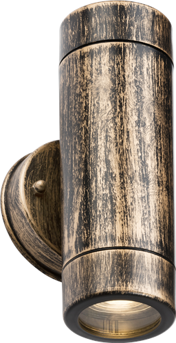 Knightsbridge Eamon 230v Ip54 Gu10 Polycarbonate Updown Wall Light Brushed Brass Ea2bb