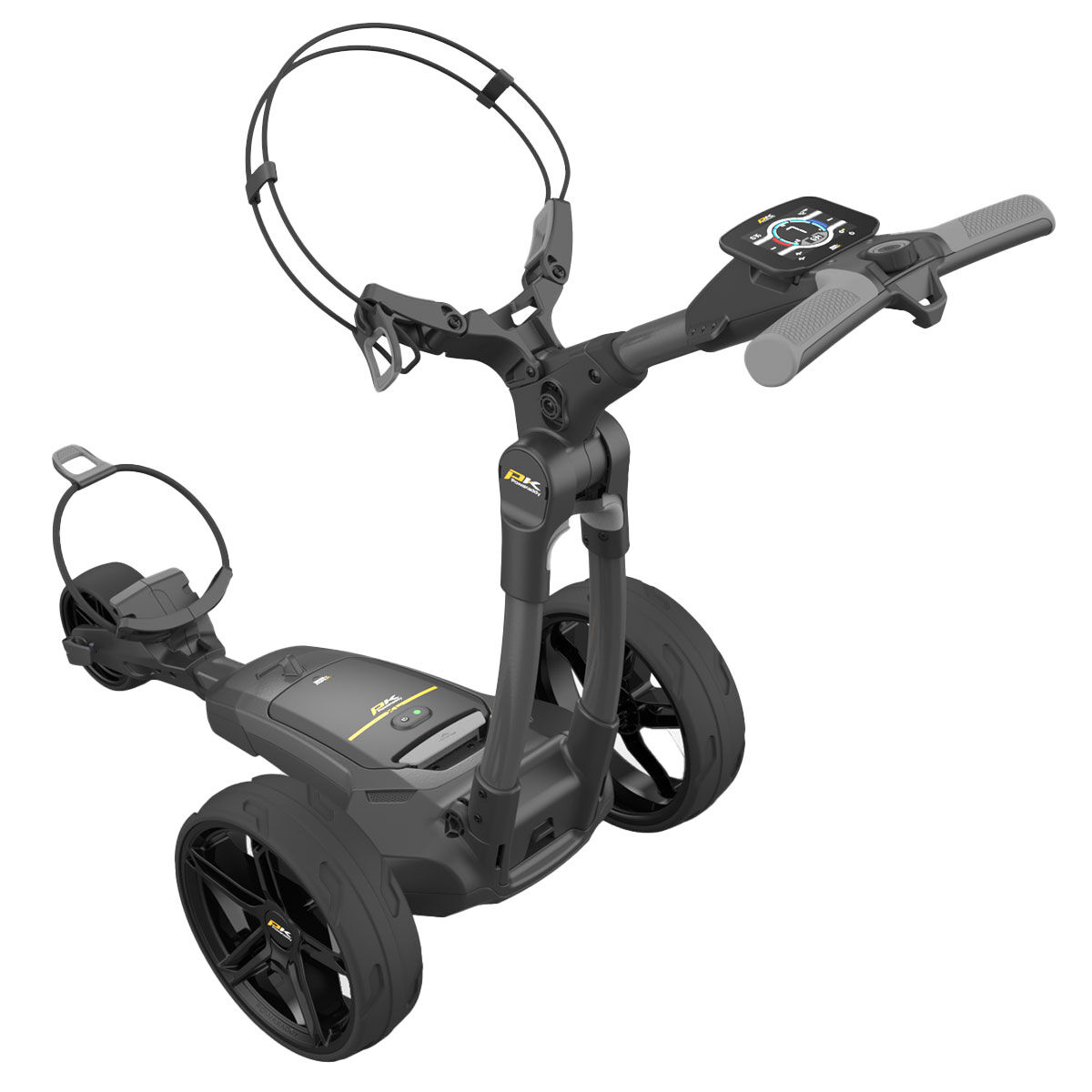 Powakaddy FX7 36 Hole Extended Range Lithium Electric Golf Trolley, 36 hole battery, Gunmetal, 805x560x346mm | American Golf