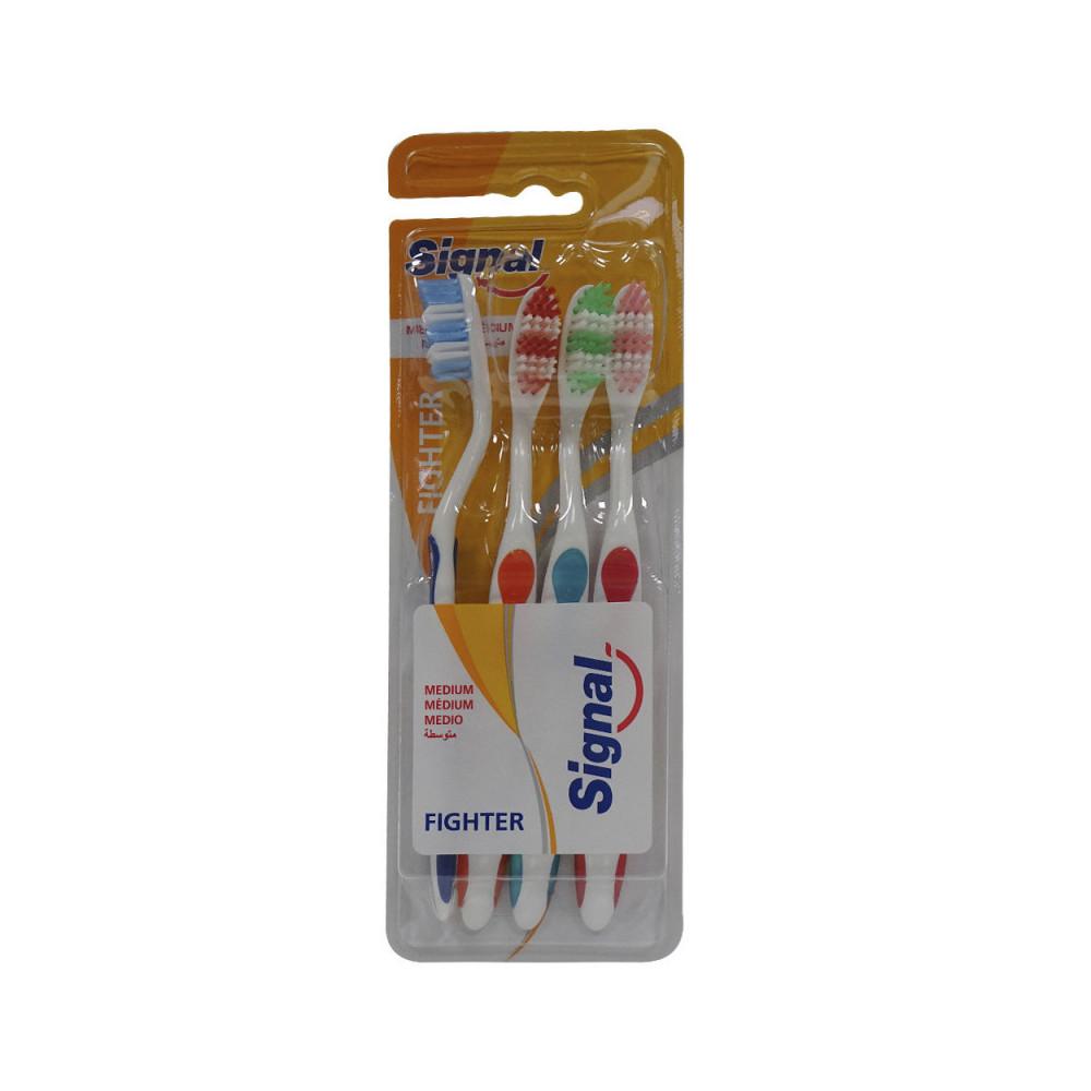  - Fighter Medium Toothbrushes 4 pcs - 4 pièce