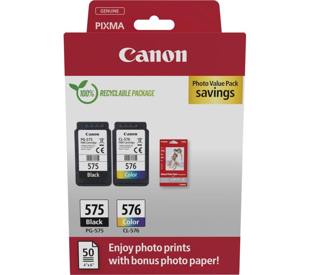 Canon PG-575/CL-576 Inkjet Cartridges + Photo Paper Black/Colour