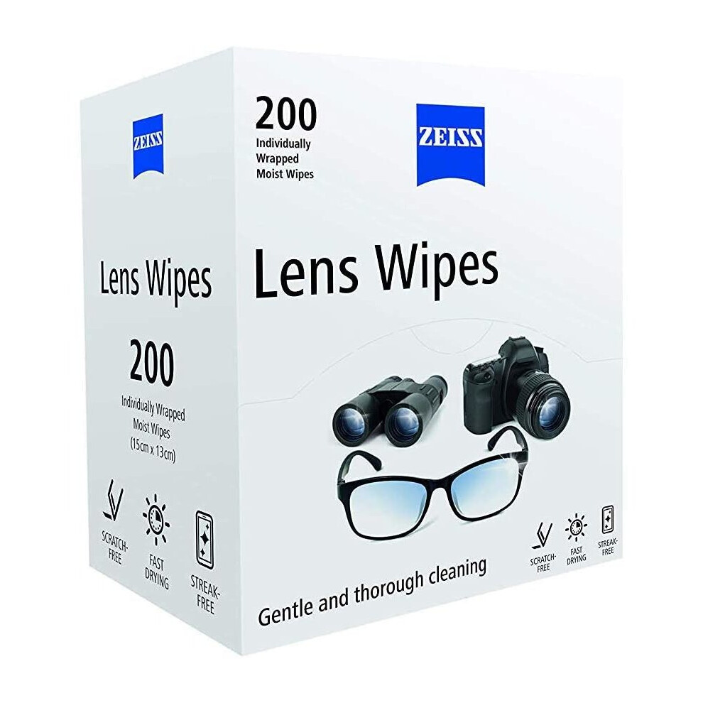 Zeiss 200 Lens Wipes Sachets Cleans Optical Surfaces Screens Gentle Thorough Cleaning Tissues