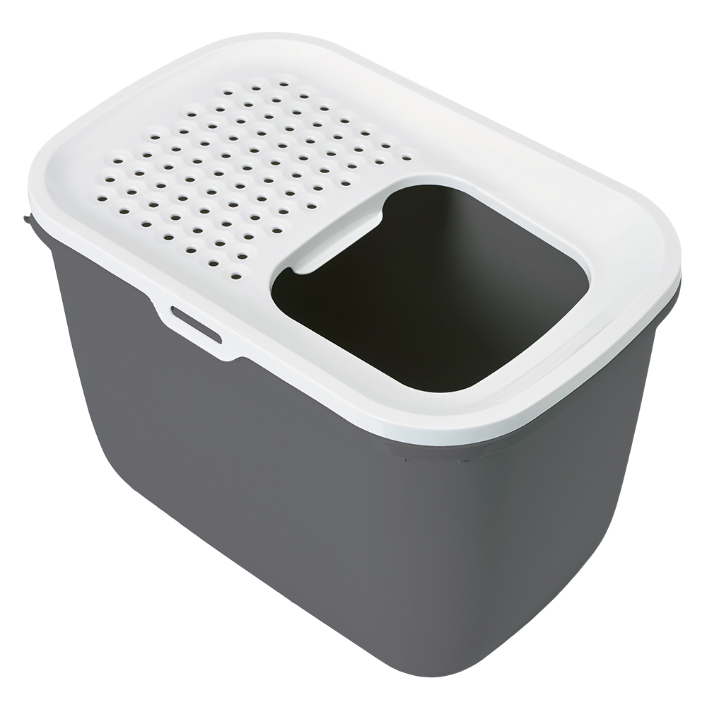 Savic Hop In Litter Box - Anthracite & White
