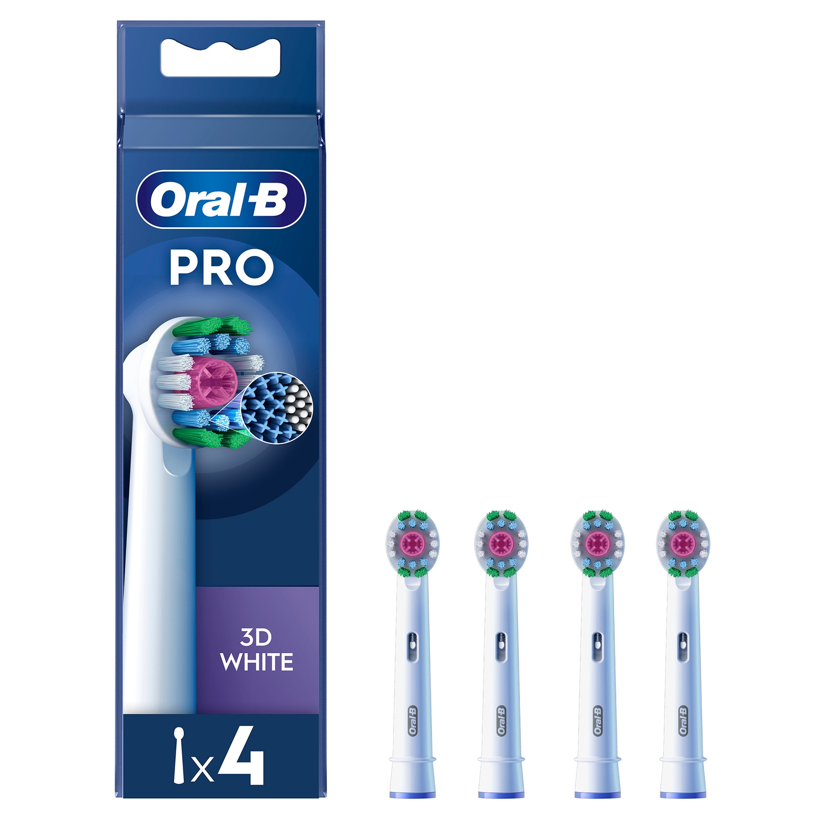 Oral-B ORAL B 3D White Replacement Toothbrush Head - Pack of 4