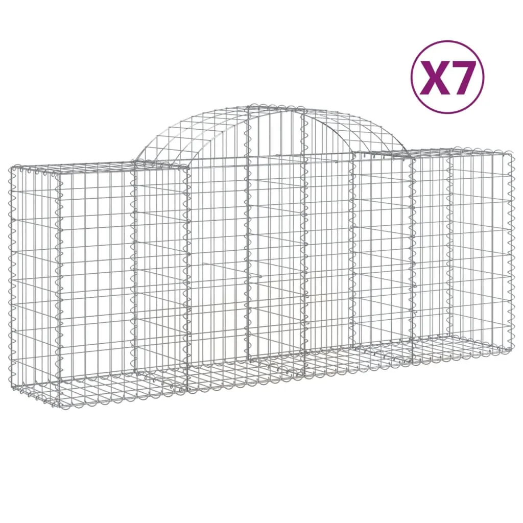 VidaXL Arched Gabion Baskets 7 pcs 200x50x80/100 cm Galvanised Iron