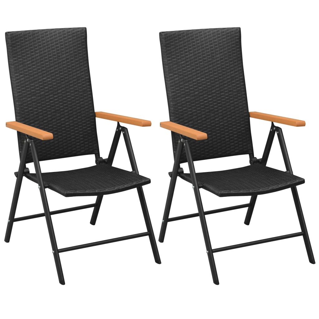 VidaXL Stackable Garden Chairs 2 pcs Poly Rattan Black