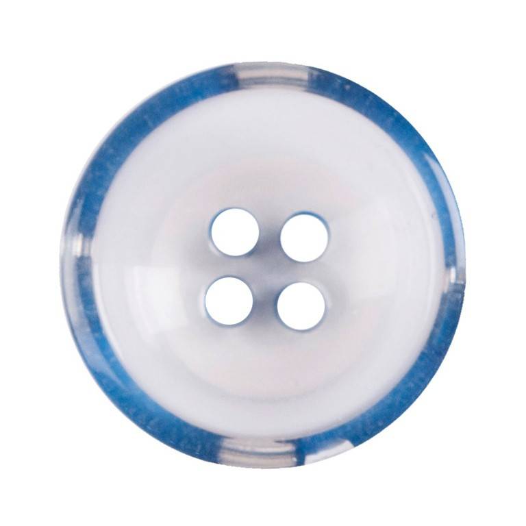Milward  Buttons - Size 17mm, 4 Hole, Clear/Blue, Pack of 3
