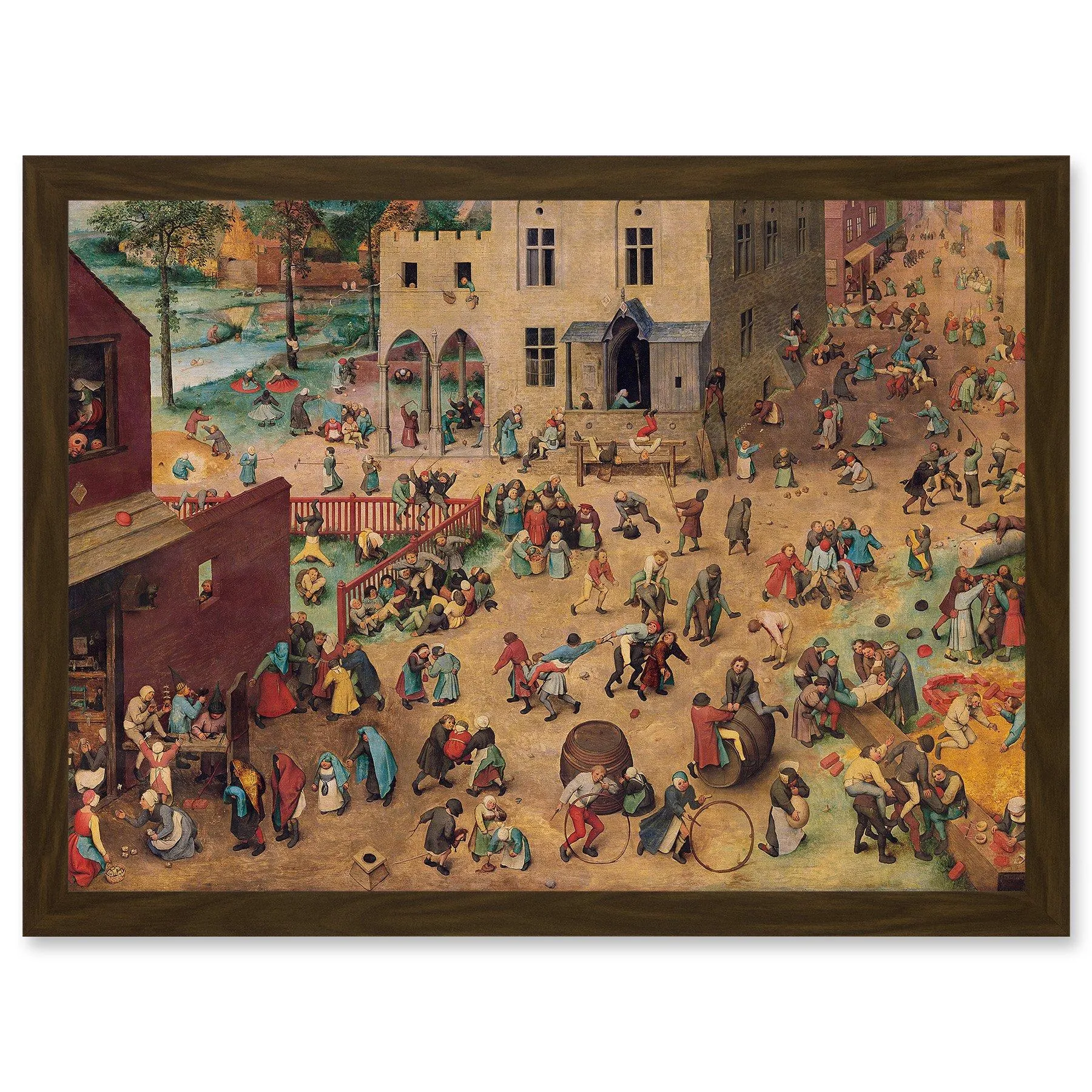 Artery8 Pieter Bruegel Childrens Games Painting Artwork Framed Wall Art Print A4