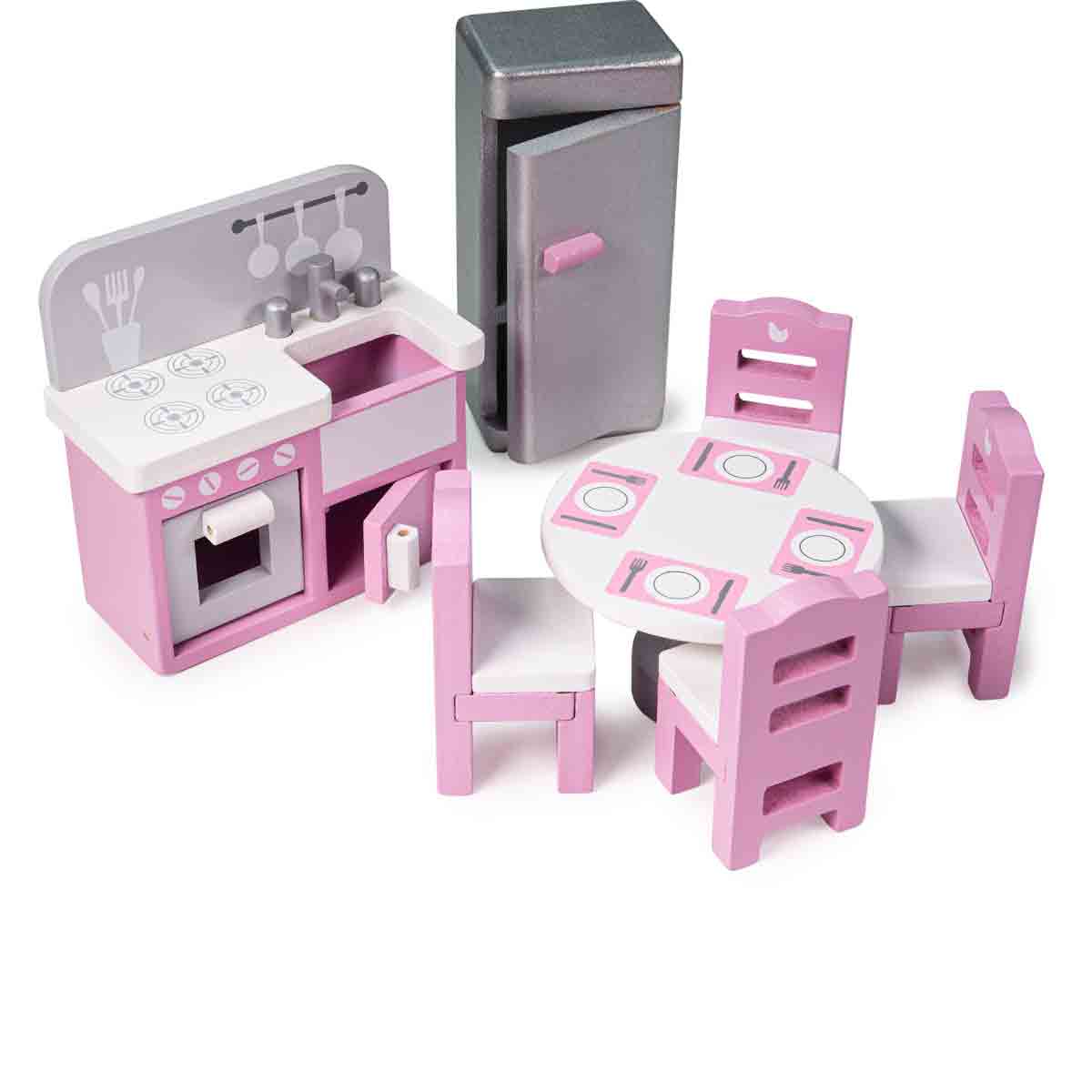 Tidlo Dolls House Kitchen Furniture Set|pink