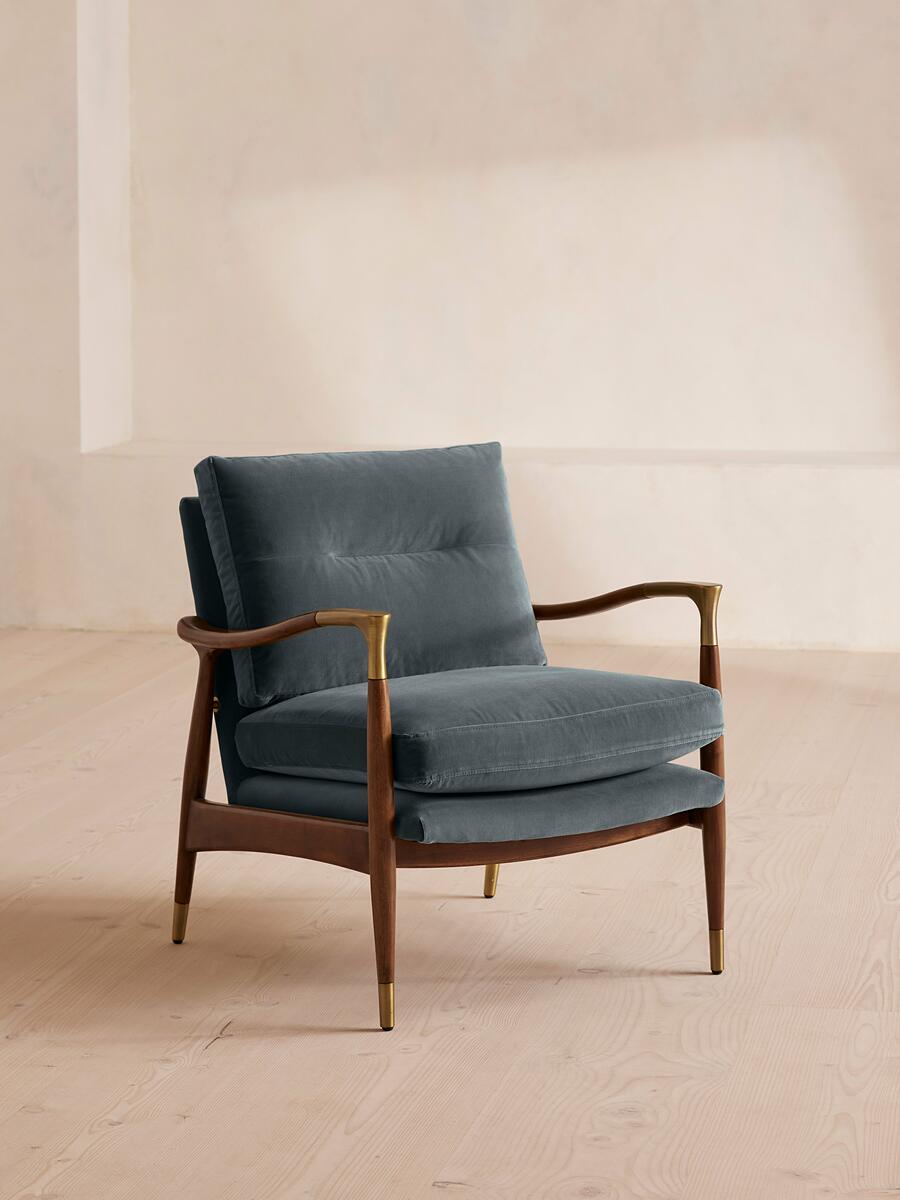 Soho Home Theodore Armchair, Velvet, Grey Blue