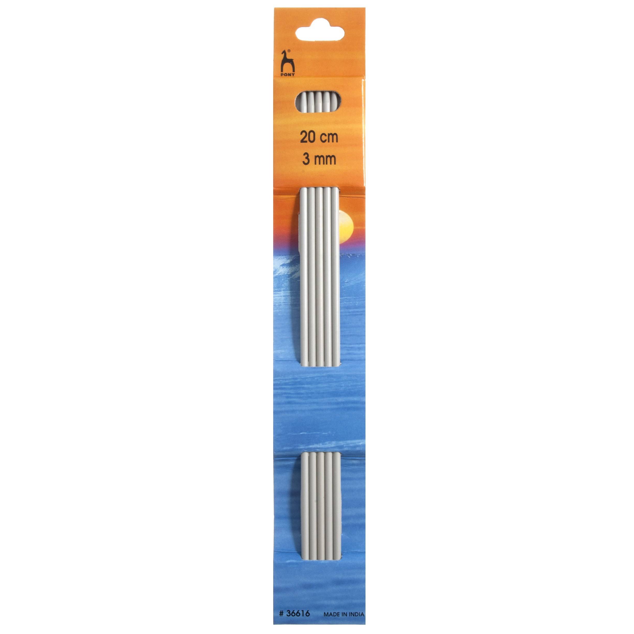 Pony Aluminium Double Point Needles 20cm (Set of 5) Knitting Needles
