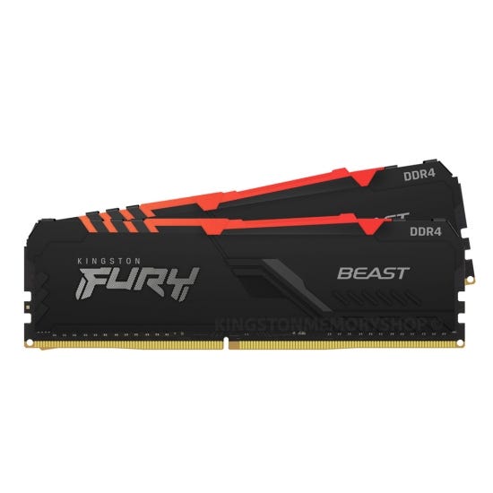 Kingston Mémoire pour PC FURY Beast RGB KF432C16BBAK2/16 16 GB 2 x 8 GB RAM DDR4 3200 MHz CL16