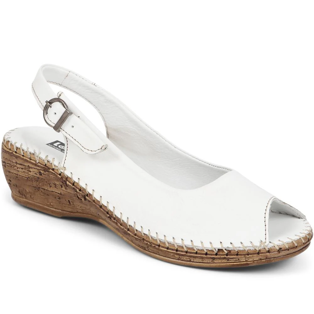 Loretta Leather Slingback Low Wedges