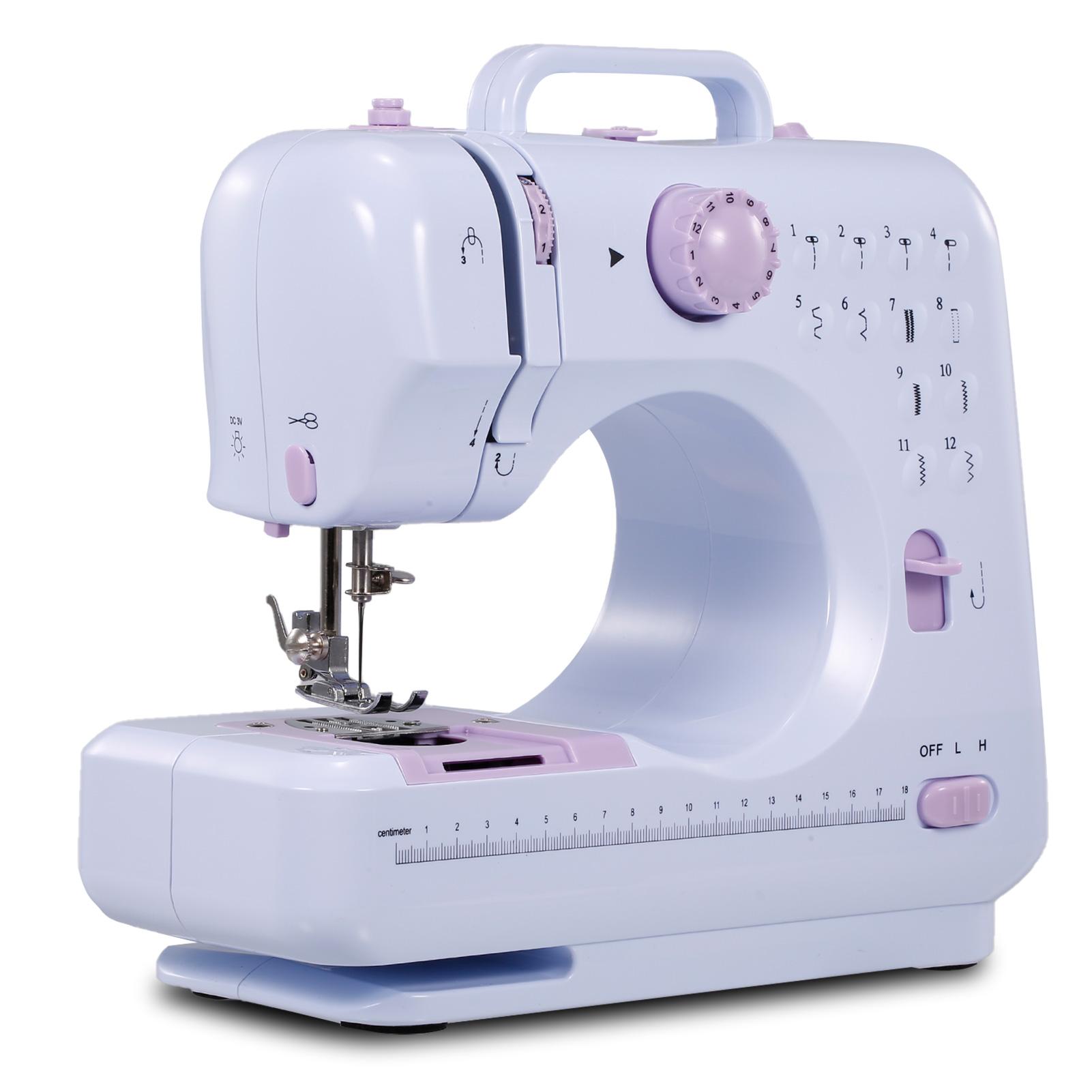 TOMTOP JMS Portable Sewing Machine Electric Household Crafting Mending Mini Sewing Machines 12 Stitches 2 purple