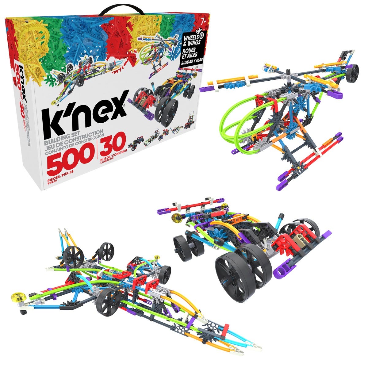 Knex Classics 500 Pc/ 30 Model Wings And Wheels Building Set