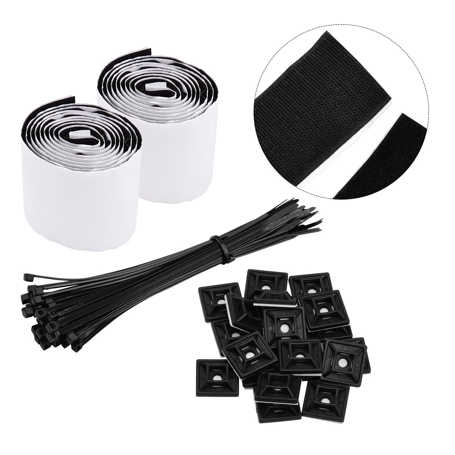 TOMTOP JMS Pedalboard Organizer Kit Self Adhesive Tapes Heavy Duty Sticky Back Fastener Strips and Adjustable black