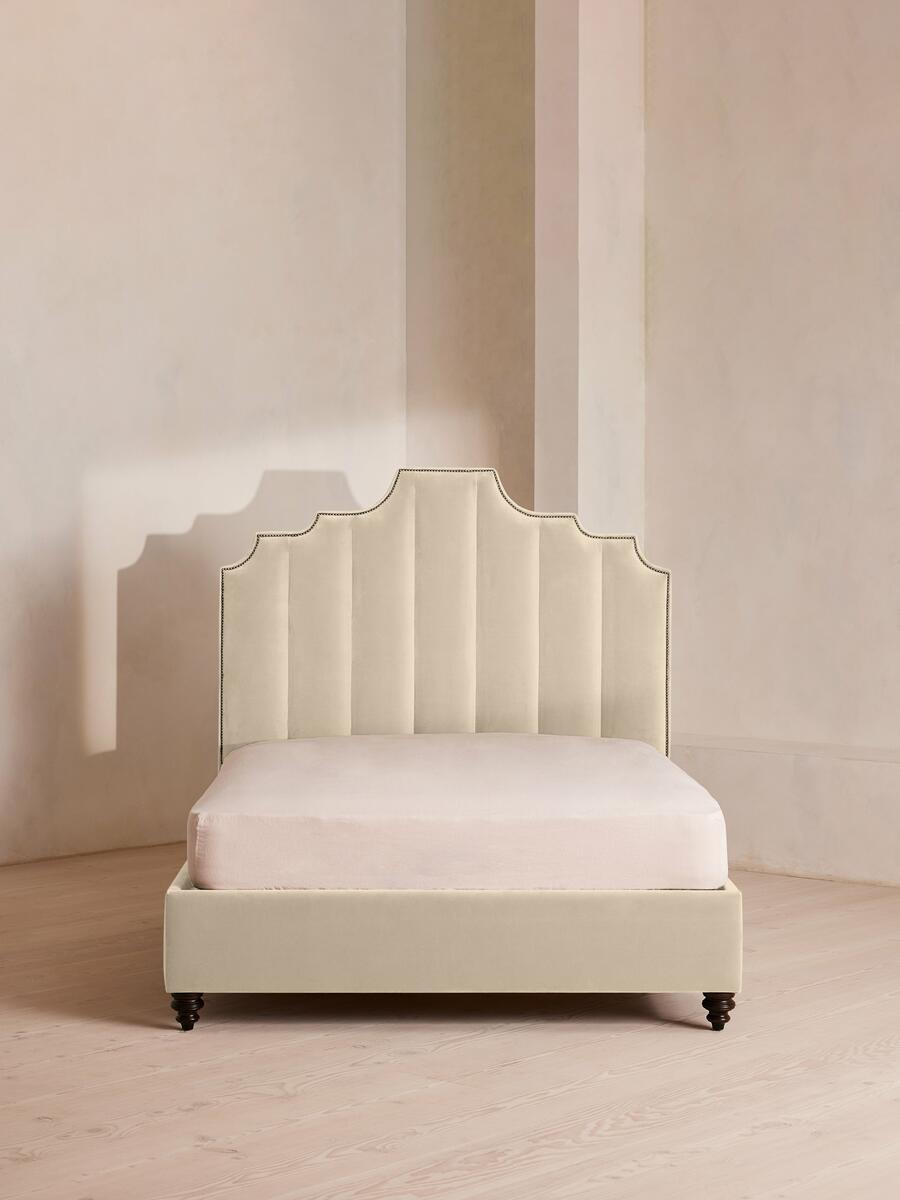 Soho Home Gerrard Bed, Double, Velvet, Porcelain