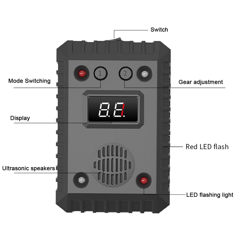 TOMTOP JMS Car Under Hood Animal Repeller Rodent Rat Repellent Mice Repeller Deterrent Device with LED Strobe black