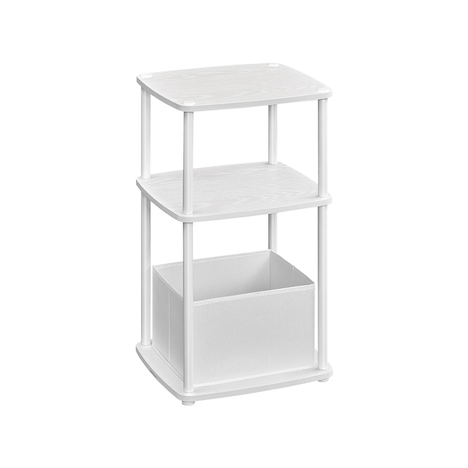 SONGMICSHOME Modern Side Table with 3 Storage Shelves, Snow White