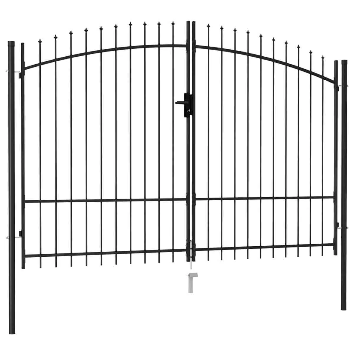 VidaXL Fence Gate Double Door with Spike Top Steel 3x2 m Black
