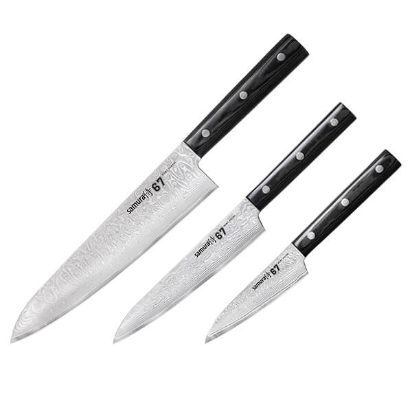 SAMURA Damascus 67 Set of 3 Kitchen Knives