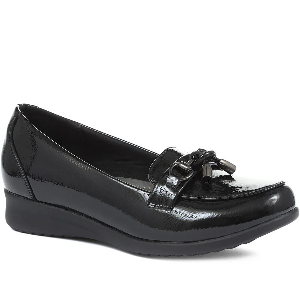 Pavers Women's Patent Ladies Loafers - WK32023 / 319 104 - Black Patent 6