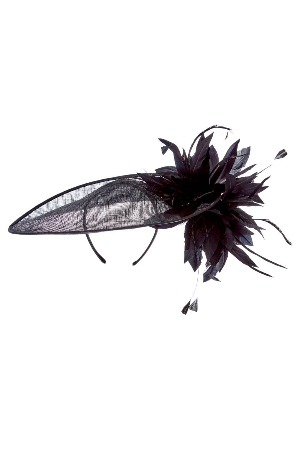 Roman Originals Large Contrast Feather Disc Fascinator in Black