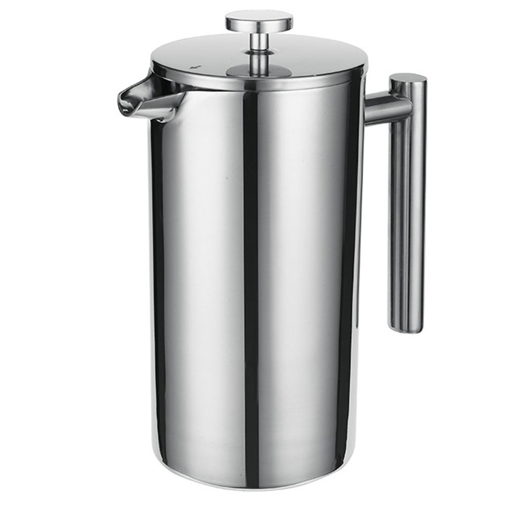 TOMTOP JMS French Press 304 Stainless Steel Thermal Coffee Maker Tea Maker 800ML 3 Filters Antiscald Handle Rust-proof Coffee Press silver